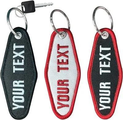 Personalised Keychain Embroidered Name Number Key Tag Car ATV Motorcycle Keyring • $8.28