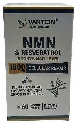 Vantein NAD+ & Resveratrol Supplement 1000MG 60 Veggie Caps Exp 12/26 • $24.50