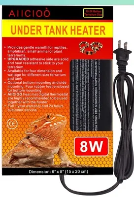 8W 6 X 8  Under Tank Reptile Heater Amphibians Small Animal Plant Terrarium Side • $20