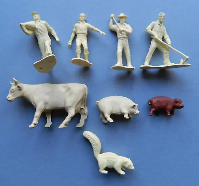 8 Vintage 1960s Marx Farm Playset 54mm Cream Brown Plastic Toy Figures & Animals • $14.99