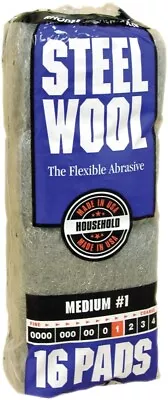 Homax 106604-06 Steel Wool #1 Grit Medium Gray (1-PACK OF 16 PADS) • $7.25