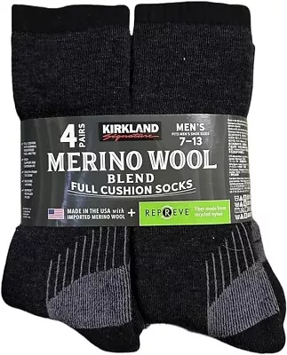4 Pairs Kirkland Signature Merino Wool Men's Outdoor Hiking Trail Socks New !!CR • $19.99