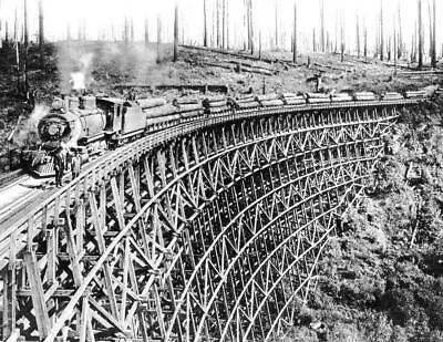 1918 Logging Railroad Trestle Washington Vintage Old Photo 8.5  X 11  Reprintt • $12.50