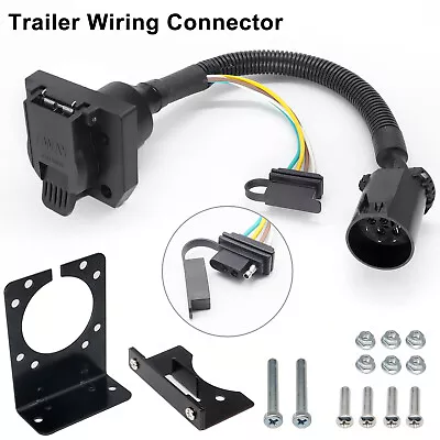 7 Way Blade 4 Pin Flat Trailer Wiring Harness Mounting Connector Adapter Bracket • $23.74