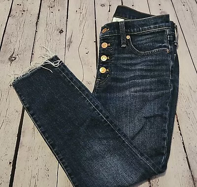 J Crew Toothpick Jeans Button Front 27P Raw Edge Ankle Petite • $12.50