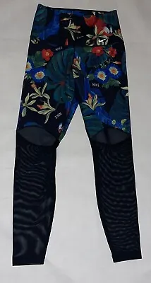 Nike Dri Fit Hyper Femme Leggings Small Multicolor Tropical Print Mesh NWOT • $12