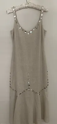 $110 • Buy STAUD MERCERIE DRESS Sleeveless Midi-Length With A Flared Hem 100% Linen Size 4