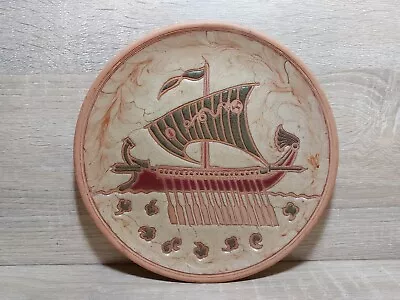 Rare Bonis Pottery Original Signed Plate Viking Ship Made In Greece • $24.99