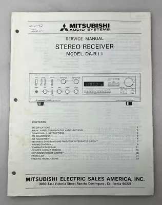 Mitsubishi DA-R11  Original Service Manual  Free Shipping • $15