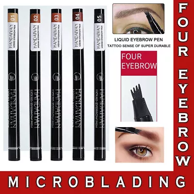 Eyebrow Microblading Pen Waterproof 3D Tattoo Liquid Ink 4 Fork Brow Pencil • £3.99