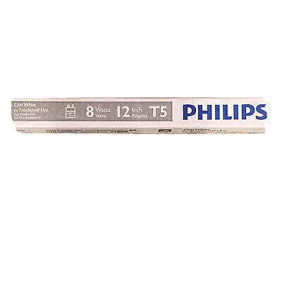 Philips LOT (2) Cool White Fluorescent Light Bulbs 5/8  8 Watts T5 12  F8T5/CW • $8.95