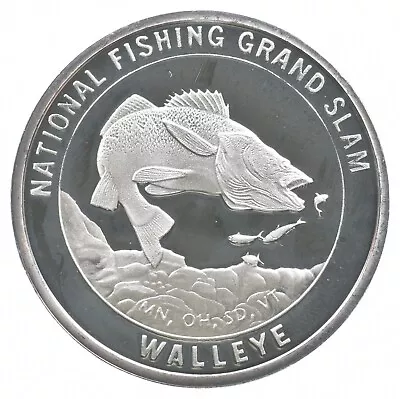 Rare Silver 1 Troy Oz. National Fishing Grand Slam Round.999 Fine Silver *824 • $26.50