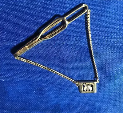 Vintage SWANK Gold Tone Masonic Tie Clip With Chain • $12