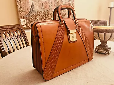 WITT'S  Tan Heavy Belting Leather Briefcase / Lawyer - Doctor Bag - Montana USA • $425