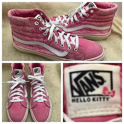 Vans Hello Kitty Rare #T375 Hi Slim US Size Men 7 Womens Size 8.5 Pink/White • $52.99