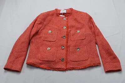 MNG Mango Women's Pocket Short Tweed Frayed Jacket LV5 Pink Size 2XL • $45