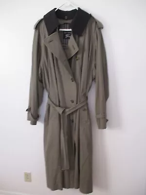 VTG BURBERRYS  Men’s Olive Green WOOL Collar Trench Coat 48 Long • $125