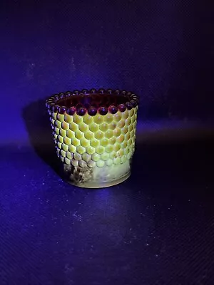 GLOWS Green-Orange! Vintage Hobnail Glass Votive Candle Holders Red Cadmium • $0.99