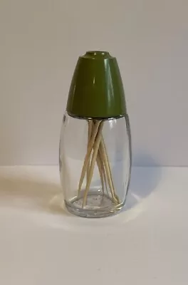 MCM Westinghouse Gemco Glass Olive Green Plastic Toothpick Dispenser VTG • $11.99