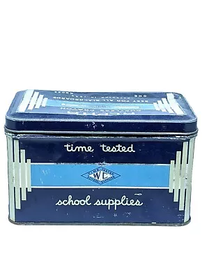 Vintage 1940s Art Deco WC Alpha Dustless Crayon Chalk Tin 6 X 4  School Prop • $10.90