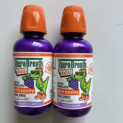 $18.99 • Buy Lot 2 - TheraBreath Kids Mouthwash With Fluoride, Grape Galore, Anticavity,10oz
