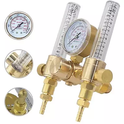 Argon Regulator Dual Output Co2 Flowmeter For Tig Mig Welder Gas And Backpurge 6 • $49.37