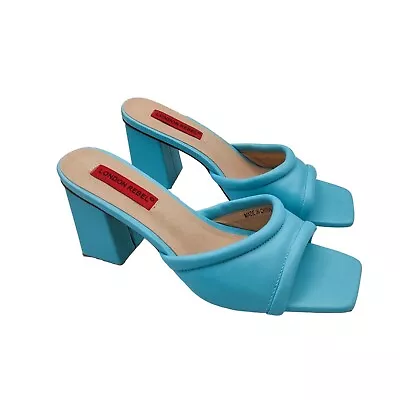 London Rebel Womens Mules Shoes Block Heel In Blue Uk Size 6 New • £19.99