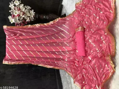 Indian Bollywood Fancy Woman Leheriya Malai Silk Lace Border Saree With Blouse • £24.38