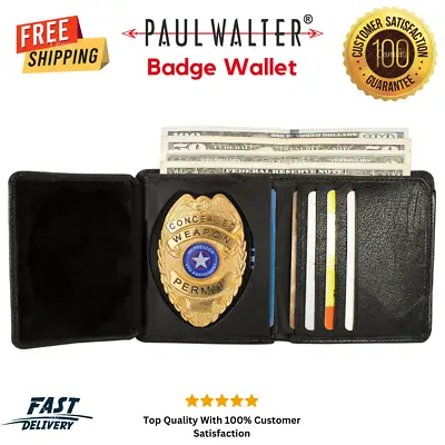 $21.99 • Buy ID Badge Card Holder Black Slim Bifold Stylish Wallet, Card Flap Police, Gift