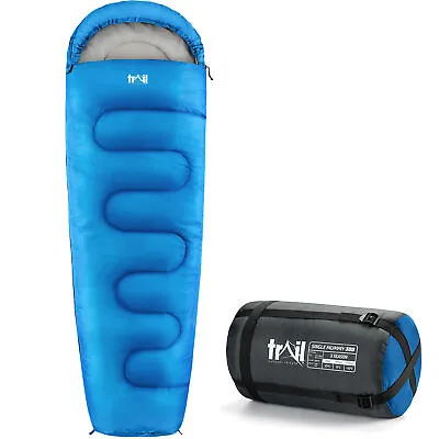 Mummy Sleeping Bag 3 Season Waterproof Adult Single Outdoor Camping Trail • £27.49