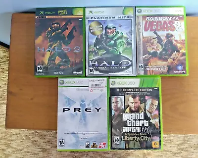 5 Xbox 360 Games-halo 2 Halo Rainbows Six Vegas 2 Prey Grand Theft Auto Iv • $12