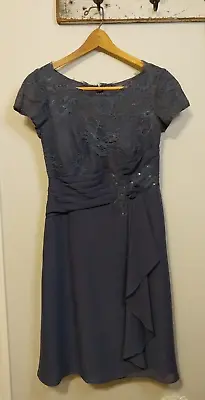 Mother Of Bride Dress Lace Chiffon Sequins Beading Ruffle Size 6 JJ'sHouse Navy • $45.96