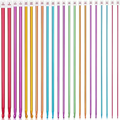 22 Pcs Tunisian Crochet Hooks Set Long 10.6 Inch Aluminum Knitting Needles Color • $12.75