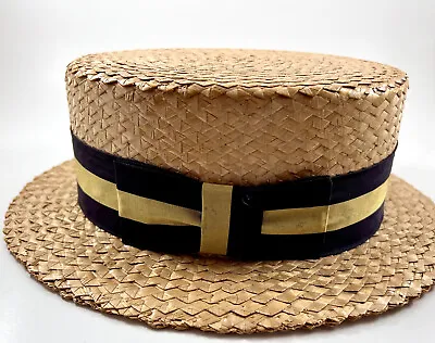 Vintage Brooks Brothers Straw Hat BOATER Skimmer Basher Size 7 • $58