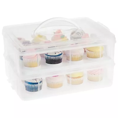 Cupcake Carrier With Lid And Handle Mini Cake Container Holder For 24 Cupcakes • $41.99