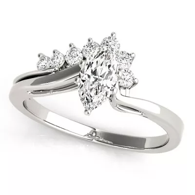 1.30 Ct Real Moissanite Engagement Anniversary Ring 925 Sterling Sliver Size 6.5 • $61
