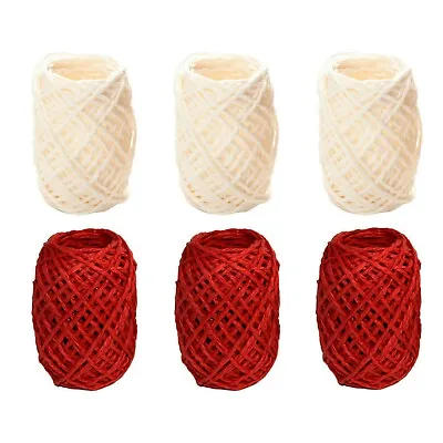 £4.99 • Buy Red & White Christmas Rustic Gift Wrapping Rope String Hessian Twine - 60 Metre 