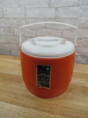 Deluxe 4 QT Insulated Ice Bucket Bee Plastics USA BL536 Original Sticker Orange • $16.99