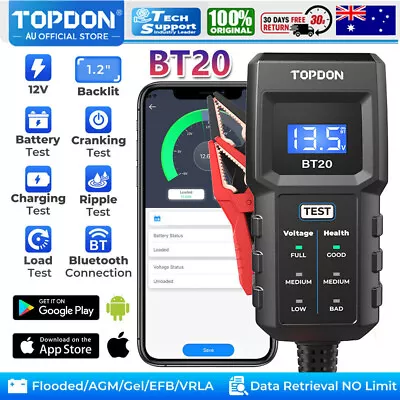 TOPDON BT20 12V Car Automotive Battery Analyzer Checker Cranking Charging Test • $29.99