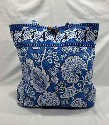 Vera Bradley Blue Lagoon Floral Tote - Bag- Shoulder Purse 14 X12  100% Cotton • $11.99