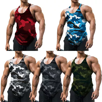 Men Gym Tank Top Vest Sleeveless Bodybuilding Fitness Muscle Tee T-shirt USA❤ • $6.07