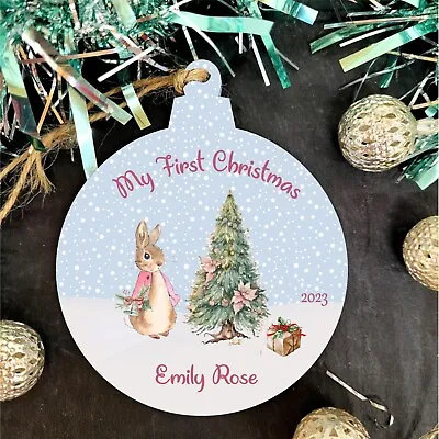 Personalised Baby's First Christmas For Baby Girl Bauble Tree Ornament Gift 2023 • £4.88