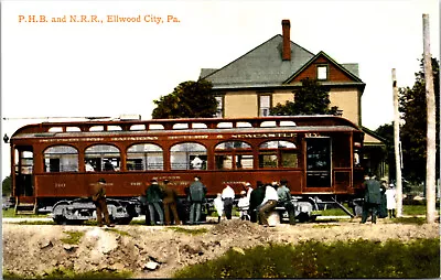 Ellwood City PHB & NC Railway Postcard Trolley Interurban Tram RPPC Reprint • $7.96