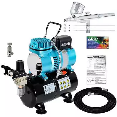 Gravity Master Airbrush Air Compressor With Tank Kit 3 Tip Sets 0.2 0.3 0.5mm • $169.99