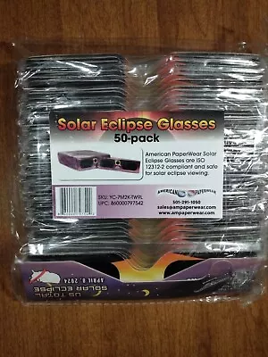 American Paperwear Solar Eclipse Glasses 50pk. ISO 12312-2 Compliant AAS. • $19