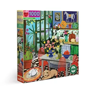 EeBoo 1000 Pc Puzzle – Green Kitchen Kids Puzzle Family Puzzle 05026 • $44.99
