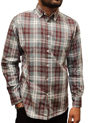 Mens Check Shirt Casual Pure Cotton Long Sleeve S-XL • £6.99