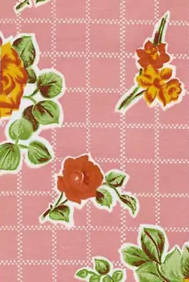 Oilcloth Fabric Floral Rosegall Pink Pattern Sold In Yard Or Bolt • $13.99