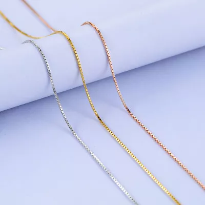 3 Colors Woman Classic REAL S925 Sterling Silver Box Chain Necklace  16''-18'' • $7.99