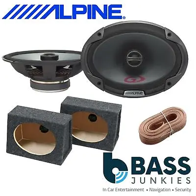 Alpine 6X9  2 Way 600 Watts A Pair Speakers With Grey 6x9 Boxes And Cable • £99